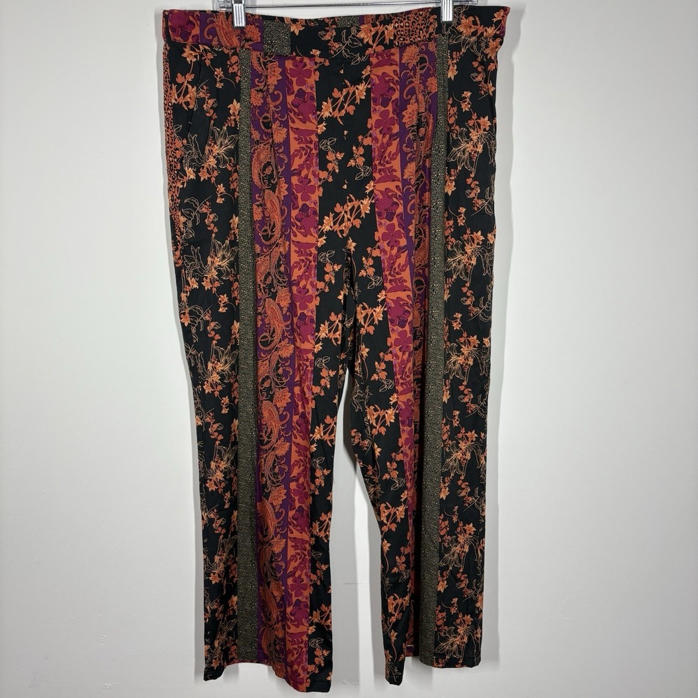 Soft Surroundings Womens Curio Wide Leg Pants Size XL Multicolor Boho Festival